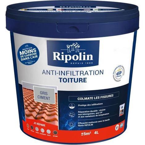Anti-infiltrations toiture gris ciment - RIPOLIN - 4 L (1/3)