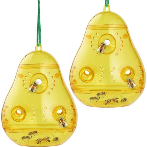 Pièges à Guêpes à Suspendre pour L'extérieur, Lot de 2 Pièges à Guêpes Orange, Pièges à Veste, Tueur d'abeilles Charpentières et de Vestes Orange pour Le Jardin, Pièges à Insectes pour Mouches