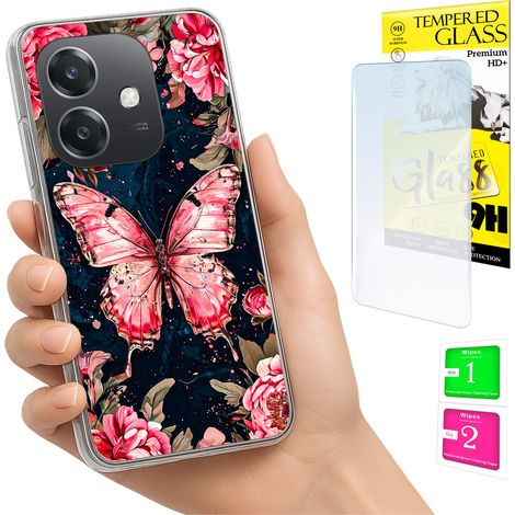 Coque arrière papillon avec verre trempé pour Oppo A40 / A40m / A60 5G (1/5)