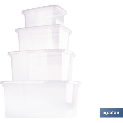 Pack de 4 boîtes de rangement transparentes 4L, 8L, 15L et 26L (1/4)