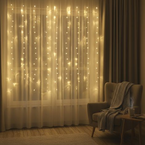 LED-Weihnachtsbeleuchtungsvorhang 1,5 x 1 m, 180 Mikro-LEDs, warmweiß (1/5)