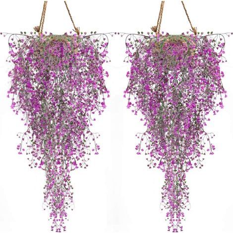 Künstliche Pflanzen 2er Set Ivy Vine Künstliche Pflanze Indoor Outdoor Künstliche Blume Für Wand- und Gartendekor-Magenta (1/5)