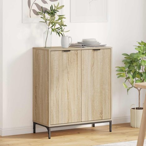 Buffet 2 portes en bois d'ingénierie chêne sonoma avec pieds en métal 69,5 x 33 x 82 cm - PANGIVO (1/5)