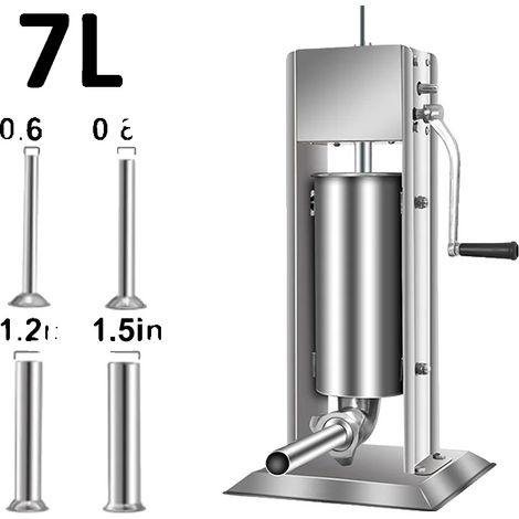 Vertikaler Wurstfüller, Edelstahl, 4 Fülltrichter, 7L (1/2)