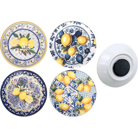 Set di 4 magneti decorativi a forma di limone, design esclusivo, perfetti per frigorifero e lavagne bianche (1/4)