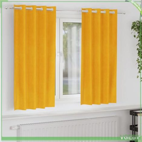 4107269 Rideaux occultants 2 pcs Jaune moutarde 140 x 175 cm Velours (1/4)