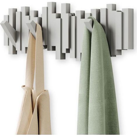 1 porte manteau mural Divers accessoire de portail, 5 crochets pivotants, design sculptural, usage intérieur (1/4)