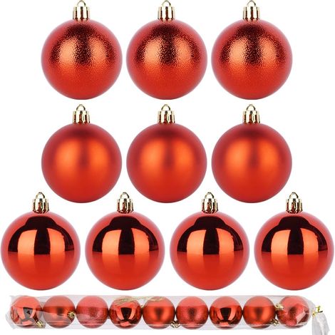 9 bruchsichere rote Weihnachtskugeln (Weihnachtsbaumkugel-Set) (1/5)