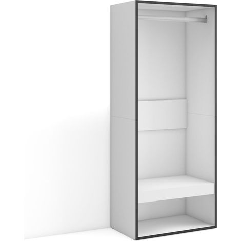 Skraut Home - Vestidor abierto, Ropa, zapatos, complementos, 60x145x35 cm, Dormitorio, habitación, Armario, perchero, Estilo Moderno, Blanco (1/5)