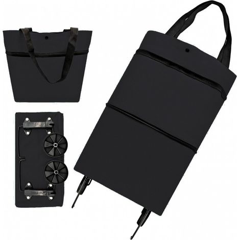 Carrello della spesa pieghevole 3 in 1 - Carrello della spesa - Borsa a tracolla - Borsa della spesa con ruote - Extra grande e resistente - Leggero - Pieghevole (1/5)