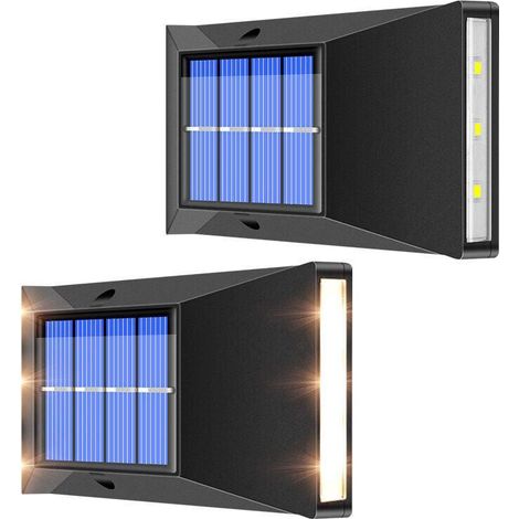 Lot de 4 lampes solaires LED étanches, éclairage mural pour terrasse, clôture, jardin, escaliers, allée ou poteaux décoratifs extérieurs (1/5)