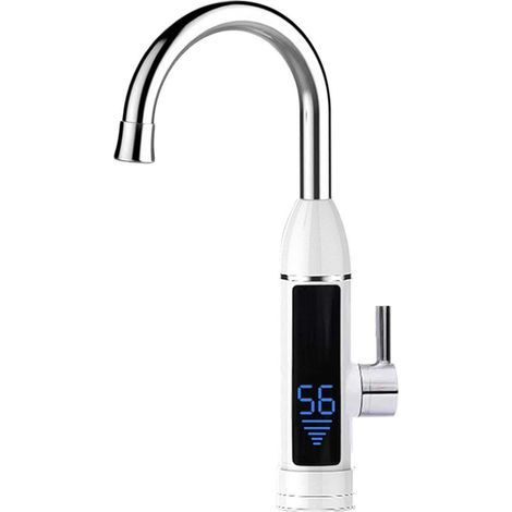 Écran LCD Robinet d'eau chaude instantané Robinet électrique numérique 3000W Cuisine sans réservoir Chauffe-eau instantané Robinet de cuisine blanc EU (1/5)