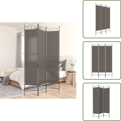 The Living Store 3-tlg. Paravent Anthrazit 120x200 cm Stoff - Raumteiler (1/5)