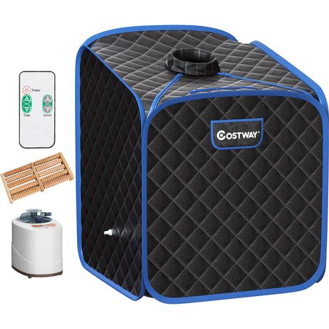 Sauna portable vapeur 83 x 84 x 107 cm 9 températures réglables chaise pliable en coton noir
