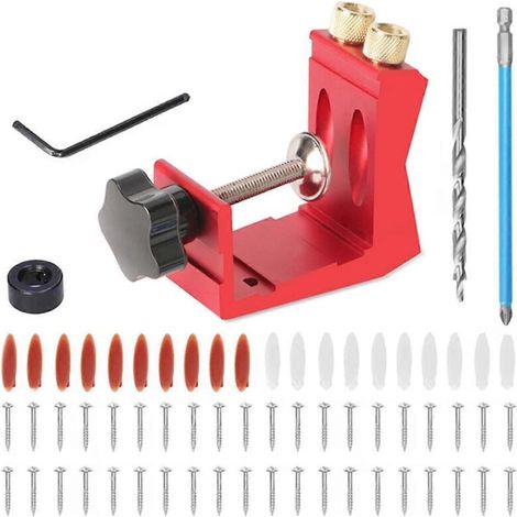 Kit de gabarit de perçage 45 pièces pour tourillons, forets et vis d'assemblage, gabarit de positionnement pour menuiserie, A (1/5)