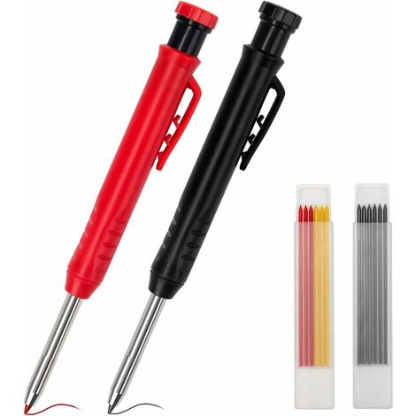 2-piece carpenter pencils with built-in sharpener long nose and deep hole for woodworking (1/5)