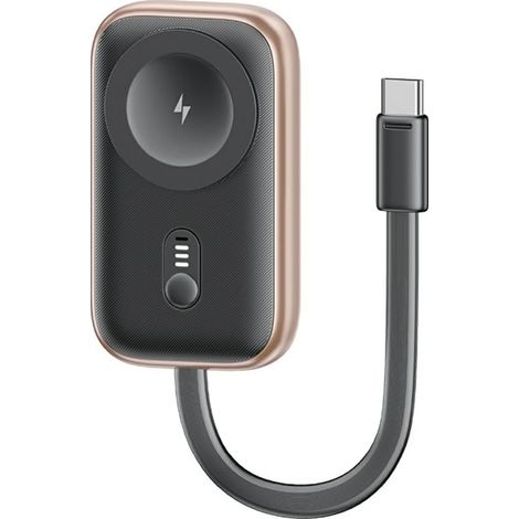 Cargador inductivo 2 en 1 Usams CD245 para Apple Watch con batería externa de 1200 mAh + cable USB-C resistente al desgaste