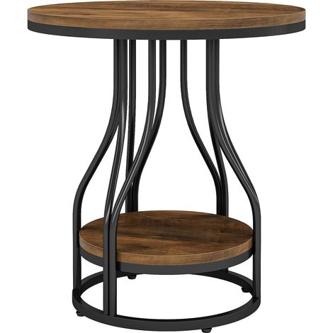 Petite table d’appoint ronde à 2 niveaux – Table de chevet compacte avec rangement, idéale près du canapé ou du lit (1/5)