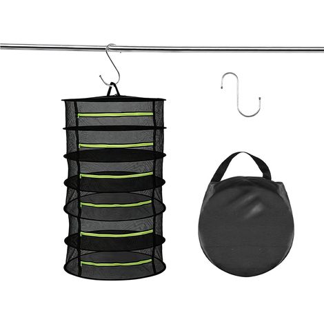 Filet à Herbes Séchées Séchoir à Herbes à 6 Couches Suspendu avec Crochets en Forme de S Filet à Herbes Séchées avec Fermeture Eclair Pliable Suspension for Plants, Vegetables, Herbs (1/5)