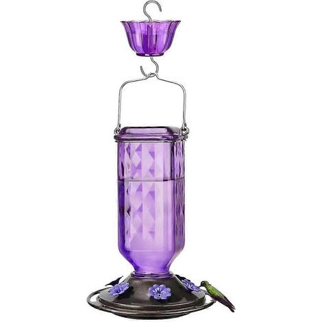 Mangeoire suspendue pour colibris avec barrière anti-fourmis, 6 ouvertures d'alimentation, violette (1/5)