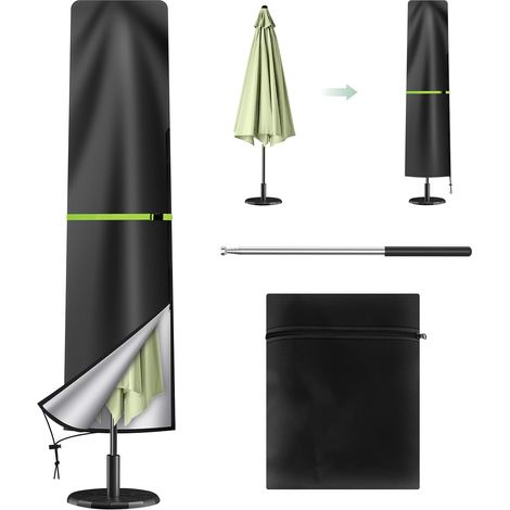210D Oxford Fabric Parasol Cover with Telescopic Pole and Zip Cover for Parasol, Waterproof, Windproof, Anti-UV avec Mât Télescopique et Fermeture Éclair, Housse de Protection pour Parasol, Imperméab (1/5)