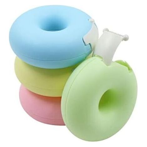 7.5x7.5x3cm Lot De 4 Distributeur De Ruban AdhéSif Film - Mini Coupe Ruban En Forme Beignet Accessoire Pour L'Artisanat Scolaire