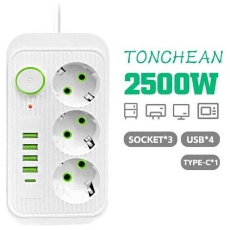 BARKBUSTERS Multiprise Murale 3 Prises et 4 USB avec 1 USB C, Electrique 8 en 1, Multiprise Secteur pour la Maison Le Bureau Blanc (1/4)