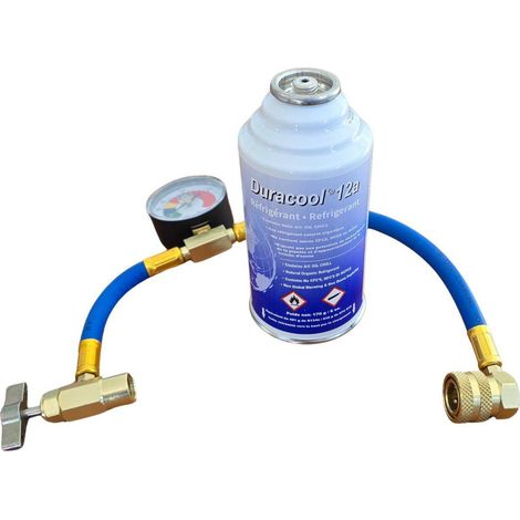 Kit recharge climatisation Duracool 12a – Canette auto-obturante 170g – Flexible DC4000 avec manomètre – Pour gaz R134a