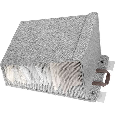 Panier à linge mural pliable et peu encombrant, idéal pour chaussures, chaussettes et serviettes. Gris, grande taille.