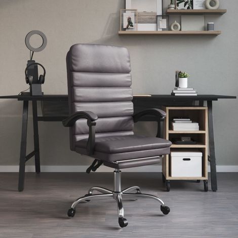 Fauteuil de bureau massant inclinable en similicuir gris, 63 x 56 x 110,5-120 cm, 15.85kg - PANGIVO (1/5)