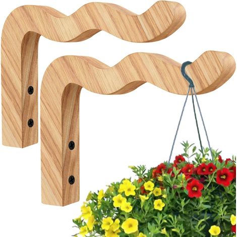 lot de 2 Support pour plantes, crochets pour suspendre des paniers, paniers suspendus en bois, parfaits pour les pots de fleurs, les lanternes, les carillons éoliens, les décorations de lampes et les 