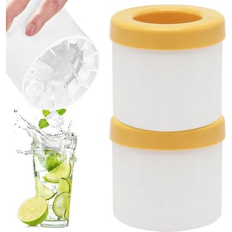 Set mit 2 kompakten weiß-gelben Silikon-Eiswürfelbehältern für bis zu 60 kleine Eiswürfel 1 3 cm multifunktionale Eisform für Zuhause Picknick 1,3 cm (1/4)