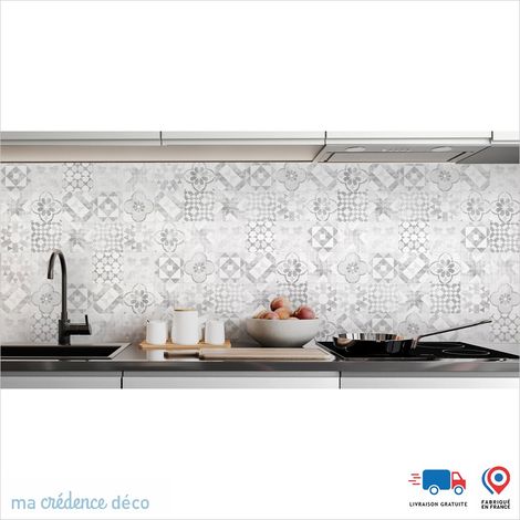 Crédence : Carreaux ciments classiques 4 - Couleur gris - Alu composite - 120 - 60 (1/3)