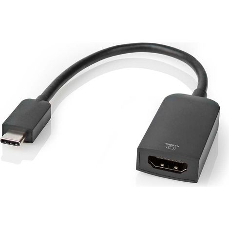 Adaptador usb c usb 32 gen 1 usb c macho hdmi hembra 4k60hz 020 m redondo niquelado pvc negro caja (1/3)