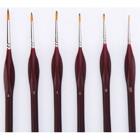 6 pieces Pinceaux fins - ensemble de pinceau de peinture au detail - pour acrylique, aquarelle, huile (1/4)
