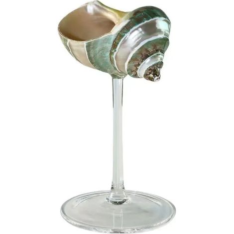 Verre à vin à pied en coquillage naturel, verre artistique en coquillage irrégulier, décoration intérieure.