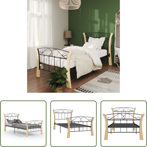 Schlafzimmer - Bettgestell Schwarz Metall 90x200 cm (1/5)