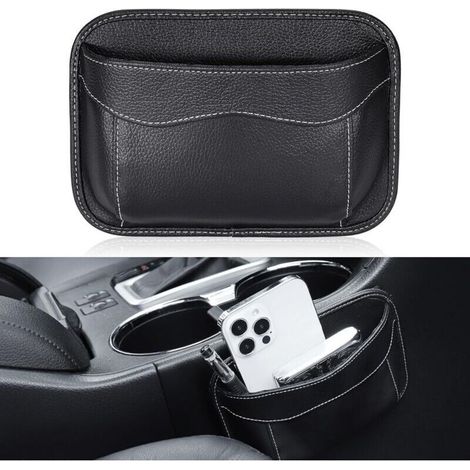Organiseur LatéRal pour SièGe de Voiture, Organisateur Voiture en Cuir Mini, Accessoire Voiture, Rangement de Voiture Autocollants pour les Portes, la Console, les Fenêtres et les Sièges