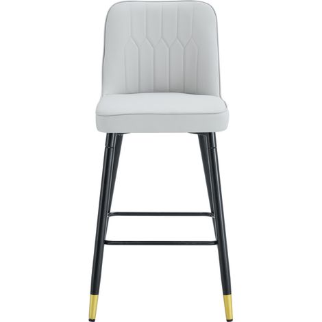 Set 2 sgabelli da bar 100 cm in PU grigio chiaro con struttura in metallo nero (1/5)