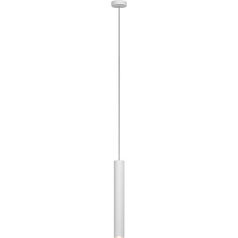 Lampadario Industrial-Minimal Xeana Metallo Bianco 1 Luce Gu10