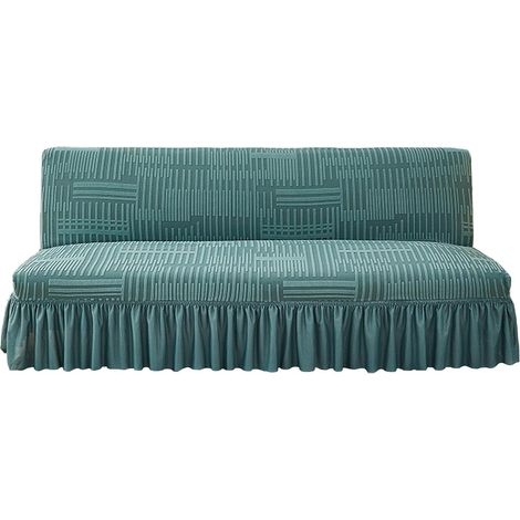 Housse futon extensible épaisse avec jupe amovible, sans accoudoirs, lavable, vert foncé, medium (1/5)