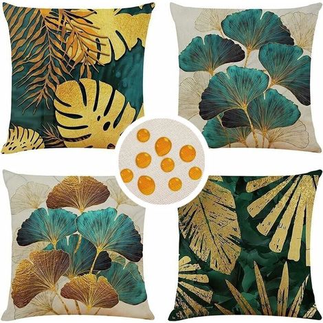 Set di 4 federe per cuscini quadrati 40 x 40 cm, federe per cuscini da esterno, federe per cuscini decorativi in lino, cuscini decorativi per divano, divano, casa, letto, ufficio (cuscini non inclusi) (1/5)