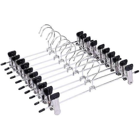 Lot de 10 cintres métalliques avec pinces, pratiques et simples, antidérapants. (1/3)