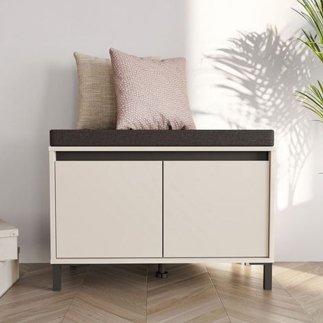 Force Flurmöbel, ein Ablageboden, 2 Türen, 2 Fächer, 80x40x57h cm Weiß Creme (1/5)