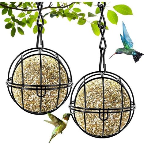 Mangeoire Oiseaux Exterieur, Lot de 2 Mangeoire pour Oiseaux Suspendue, Bird Feeder, Oiseaux Sauvages Mangeoire