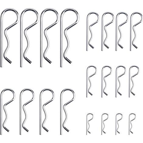 20 Stück R-Clips, Sicherungsstifte, verzinkte Hochleistungs-Splinte, Kupplungsstifte, Sortimentsset für Abschleppwagen-Verriegelungssysteme, M1,2–M3,5