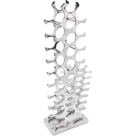 vidaXL Botellero de aluminio plateado para 27 botellas (1/4)
