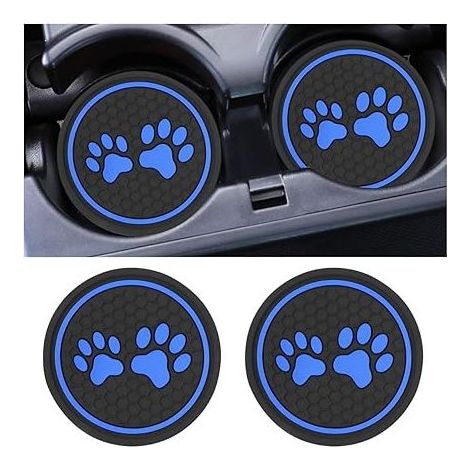 SHINING HOUSE2 Pièces Tapis Porte-gobelet Universels pour Voiture, Porte-gobelet Anti-dérapant en Silicone pour Voiture, Porte-gobelet à Motif de Griffe, Accessoires intérieurs de Voiture (Bleu) (1/5)