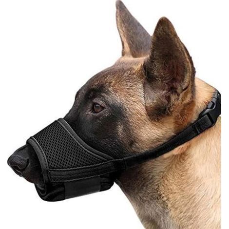 Museruola per cani - LEYTN - Nylon traspirante regolabile - Antiabbaio - Antimorso - Taglia L (1/4)