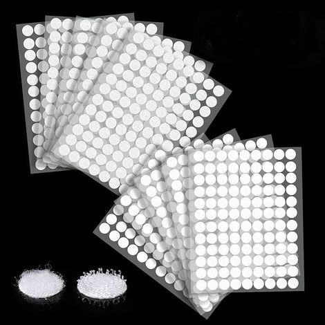 Vinabo 1080 Pcs Scratch Autocollant Double Face, Scratch Autocollant Rond, Adhésif Rond,540 Paires de Points Auto-adhésifs Ronds de 10 mm, pour DIY, Photos,Travaux Manuels etc